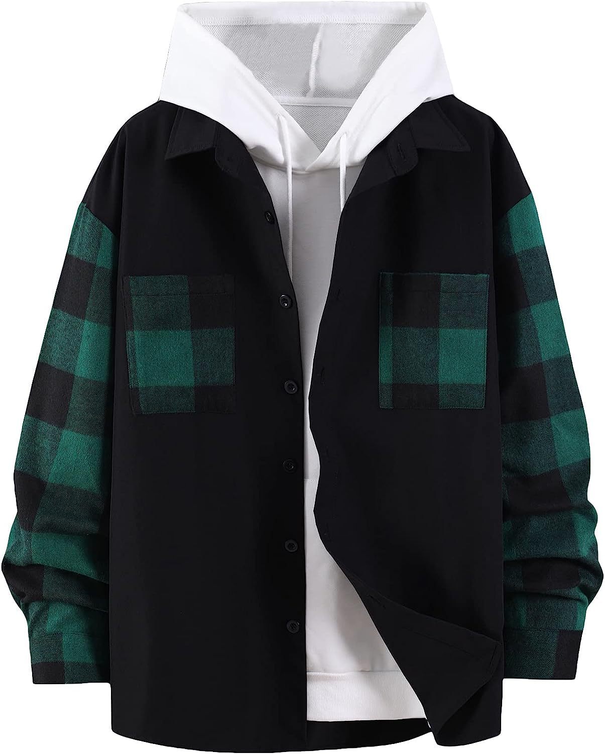 Autumn Plaid Colorblock Long Sleeve Men's Casual Shirt