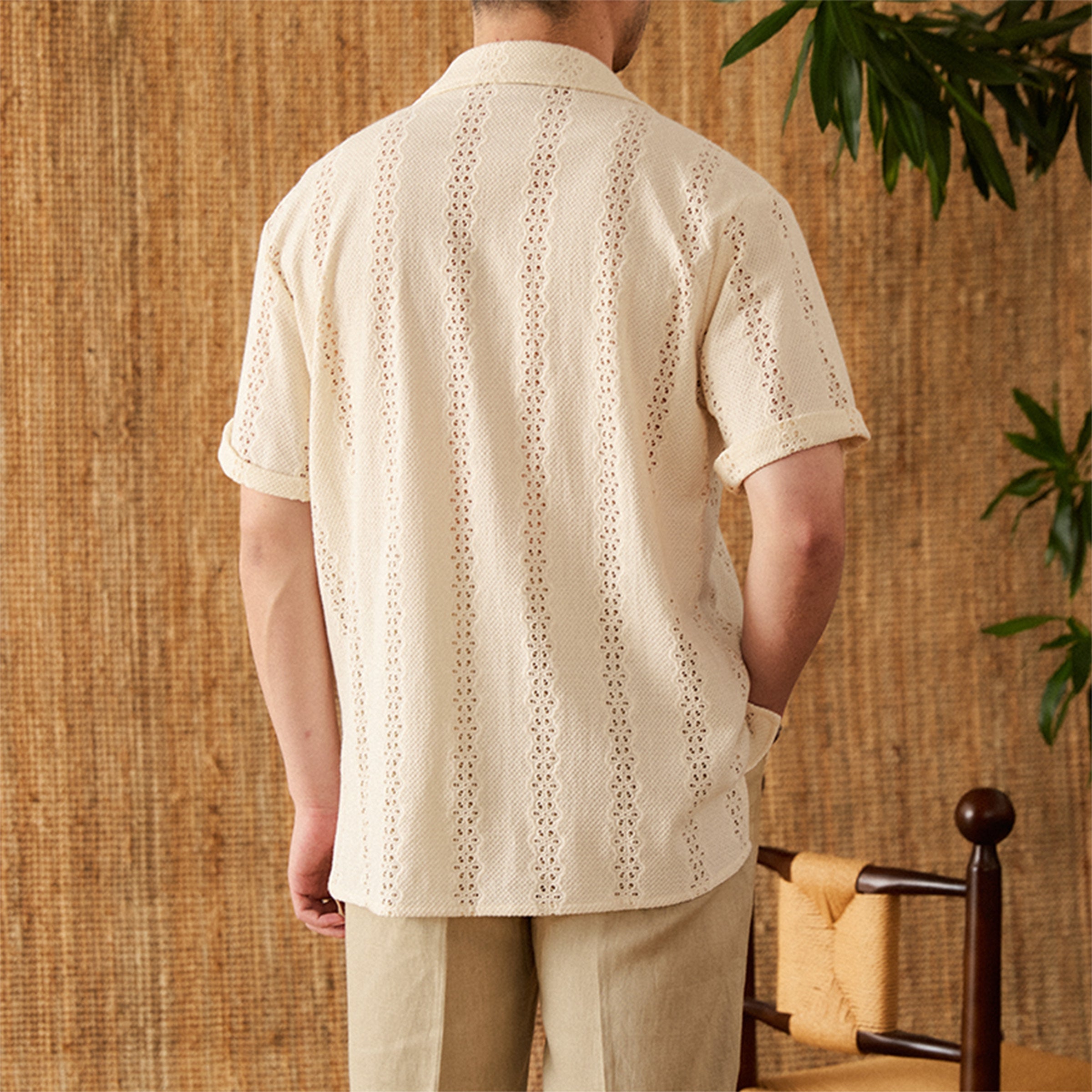 Embroidered Cotton Knit Short Sleeve Shirt