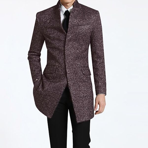 Business Casual Men's Woolen Single Breasted Coat