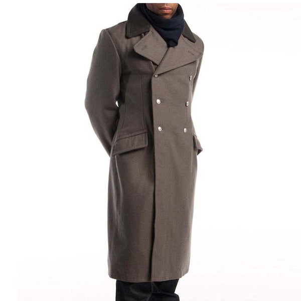 Men's Contrast Collar Woolen Long Coat