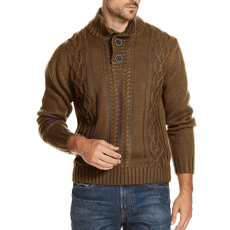 Men's Solid Color Long-sleeved Sweater