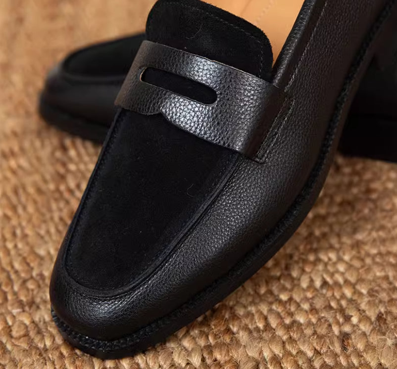 La Roche Contrast Suede Penny Loafers