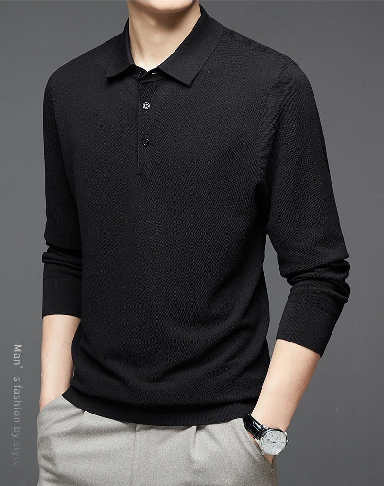 Men's Long Sleeve Mulberry Silk T-shirt