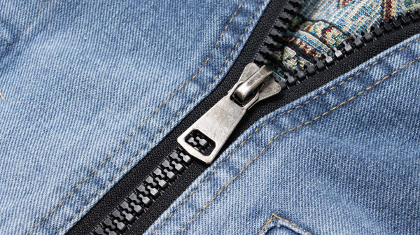 Zipper Stitching Wash Denim Jacket