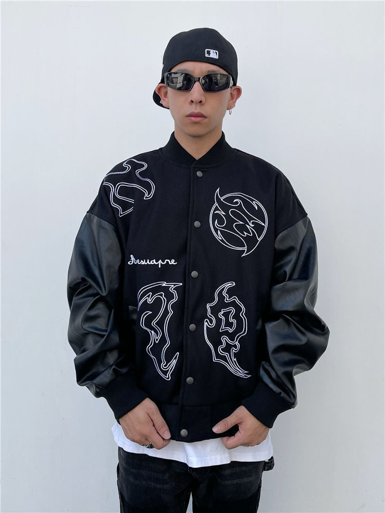 Men's Hip Hop Loose Stitching PU Leather Jacket