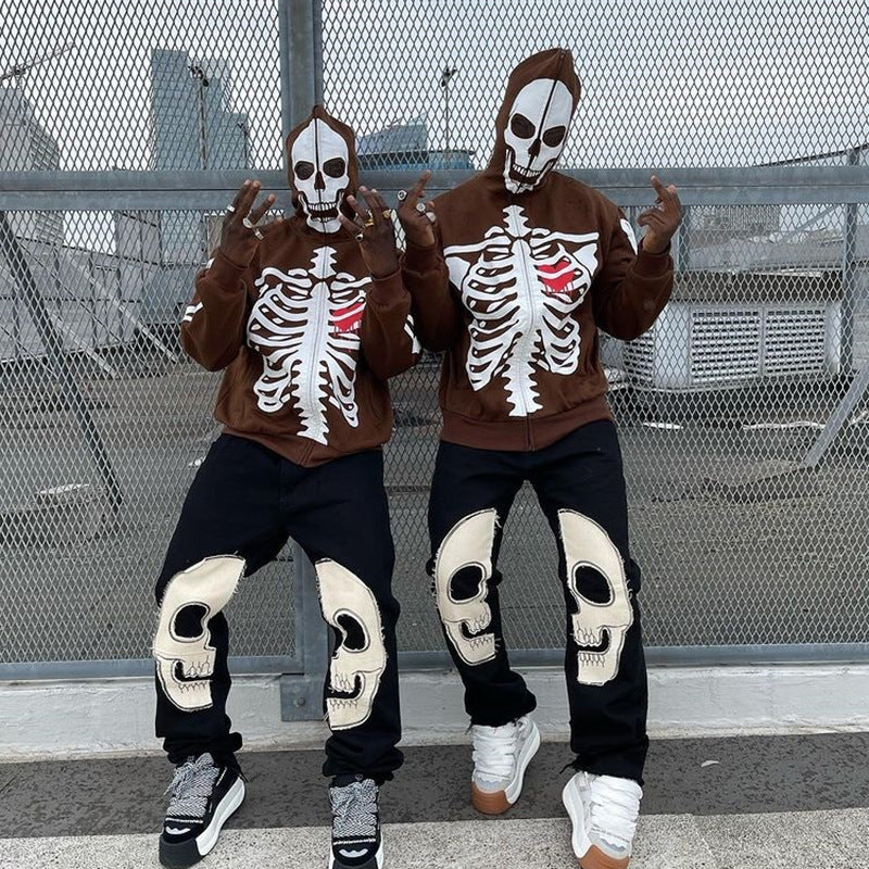 Millennial Crew Neck Skeleton Sweater Coat