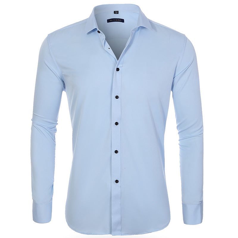 No Ironing High Elastic Men's Long Sleeve Shirt