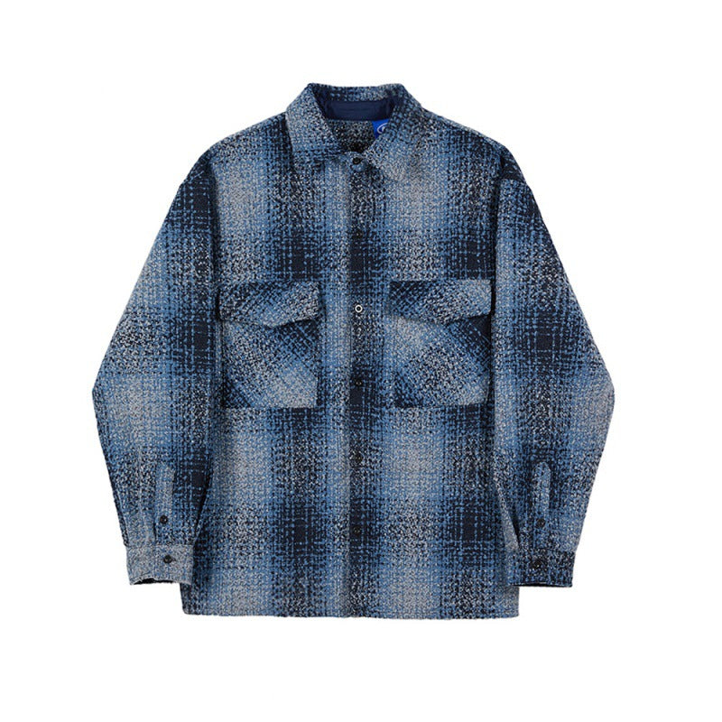 Men's Large Plaid Shirt Casual Loose Jacket