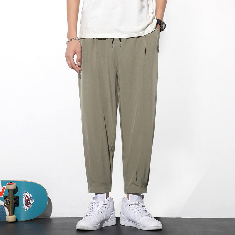 Summer Casual Ice Slik Trousers Jogger Hiking Sports Pants Men