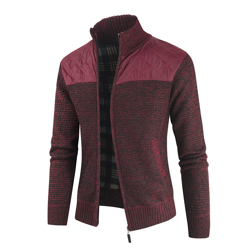 Men's Fleece-lined Thickened Stitching Casual Cardigan Sweater