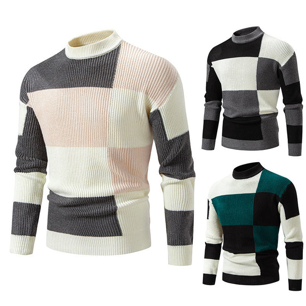 Men's Half Turtleneck Color Matching Casual sweater