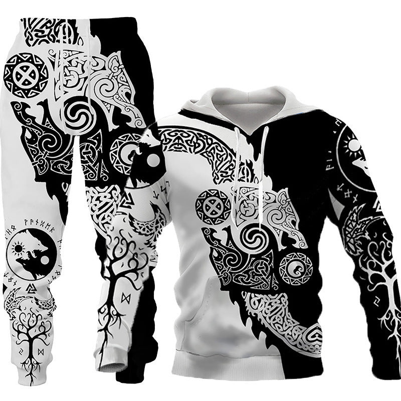 3D Wolf Print Tracksuit Men