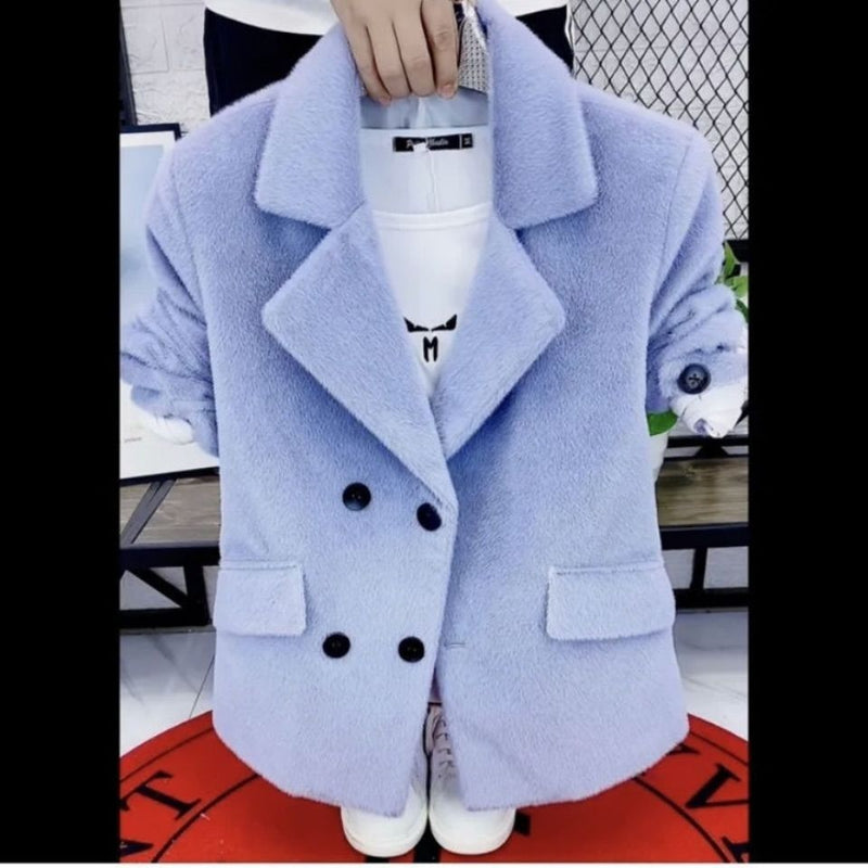 Men's Mid-length Trench Coat Imitation Mink Fleece