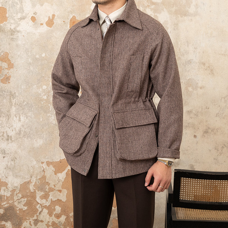 Enzo Wool Blend Houndstooth Car Coat