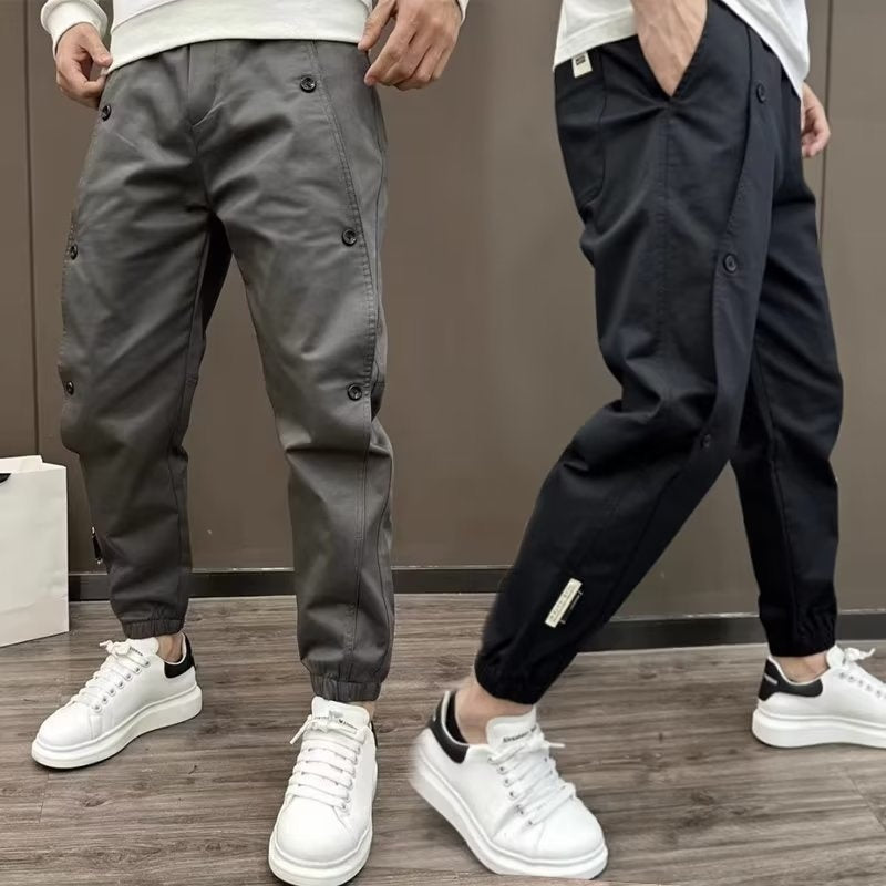 Men's Casual Fashionable All-match Solid Color Breasted Stitching Loose sweatpants