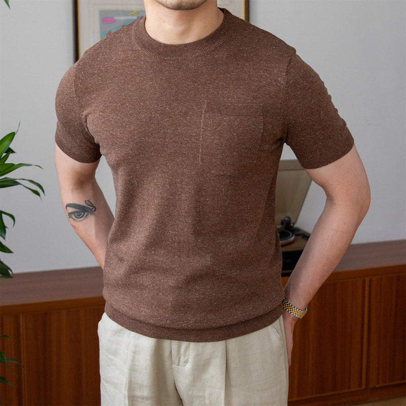 Camiseta retro de manga corta con cuello redondo