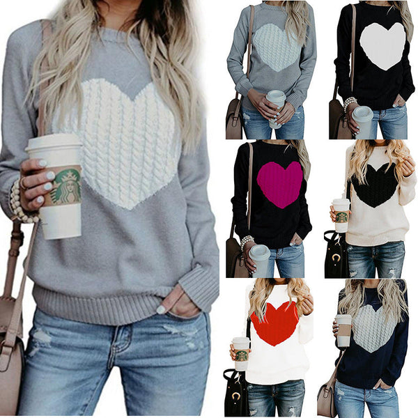 Love Printed Pullover Sweater For Women