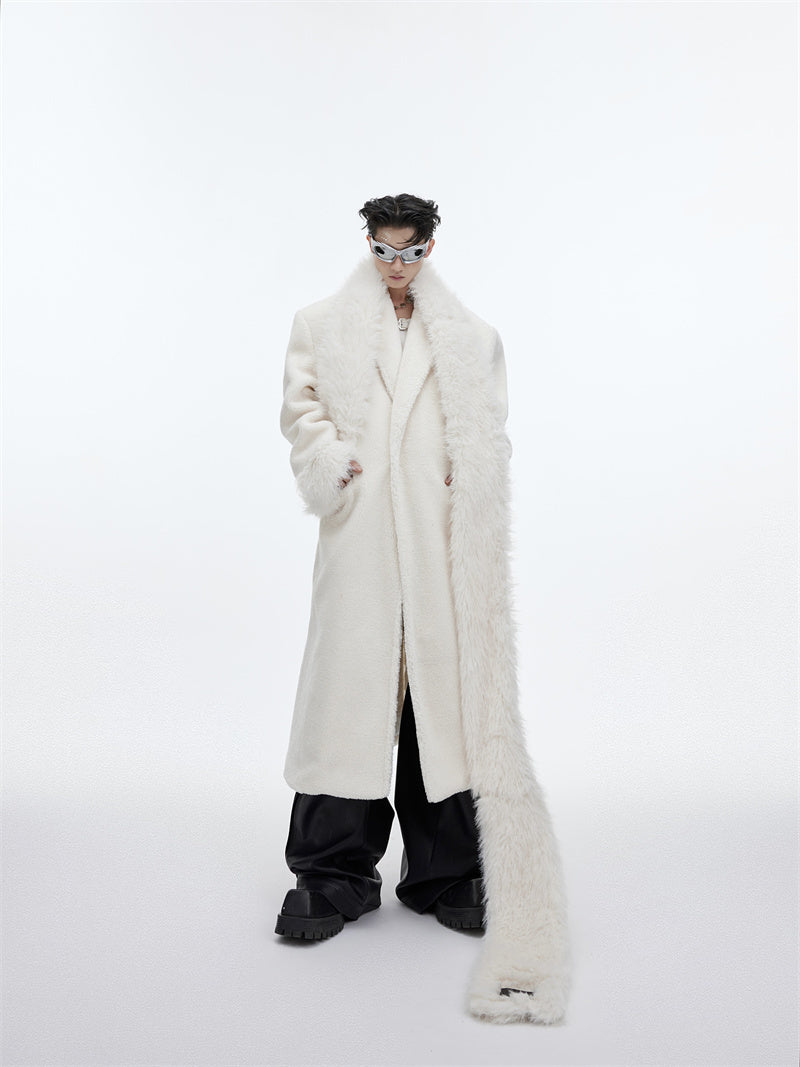 Scarf Design Overcoat Plush Thickened trench coat