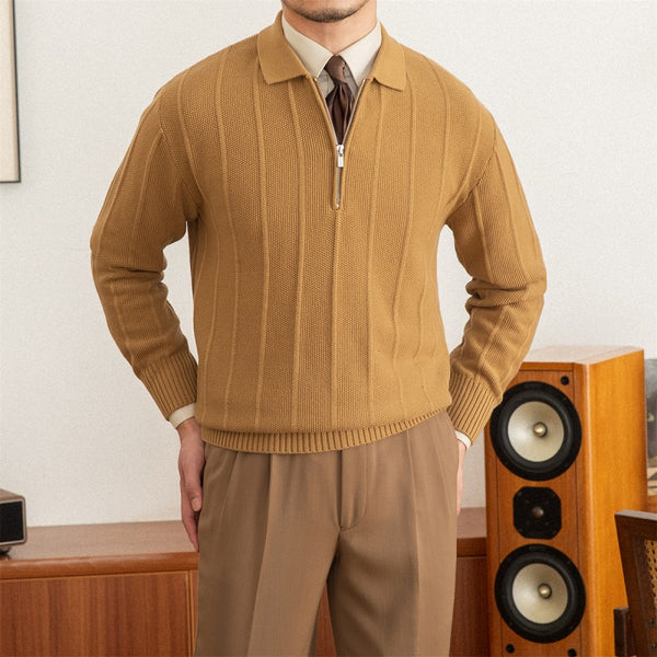 Suéter informal ligeramente ancho con solapa cálida para hombre
