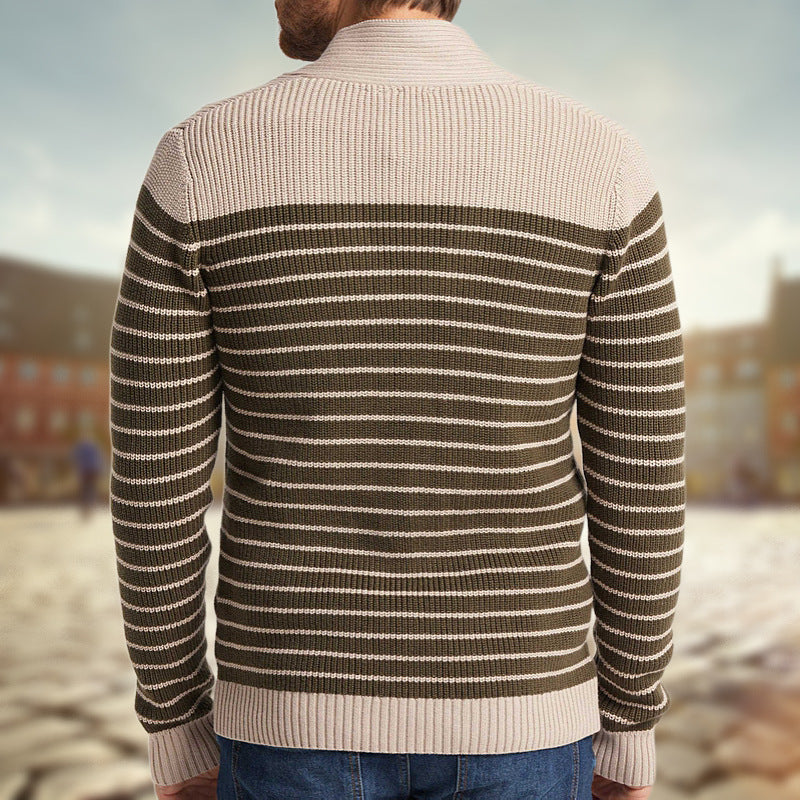 Men's Autumn And Winter Striped Jacquard Sweater