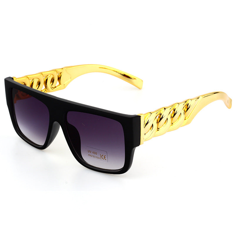 Big Gold Chain Gold Plated Twist Legs Punk Glasses Tyrant Sunglasses