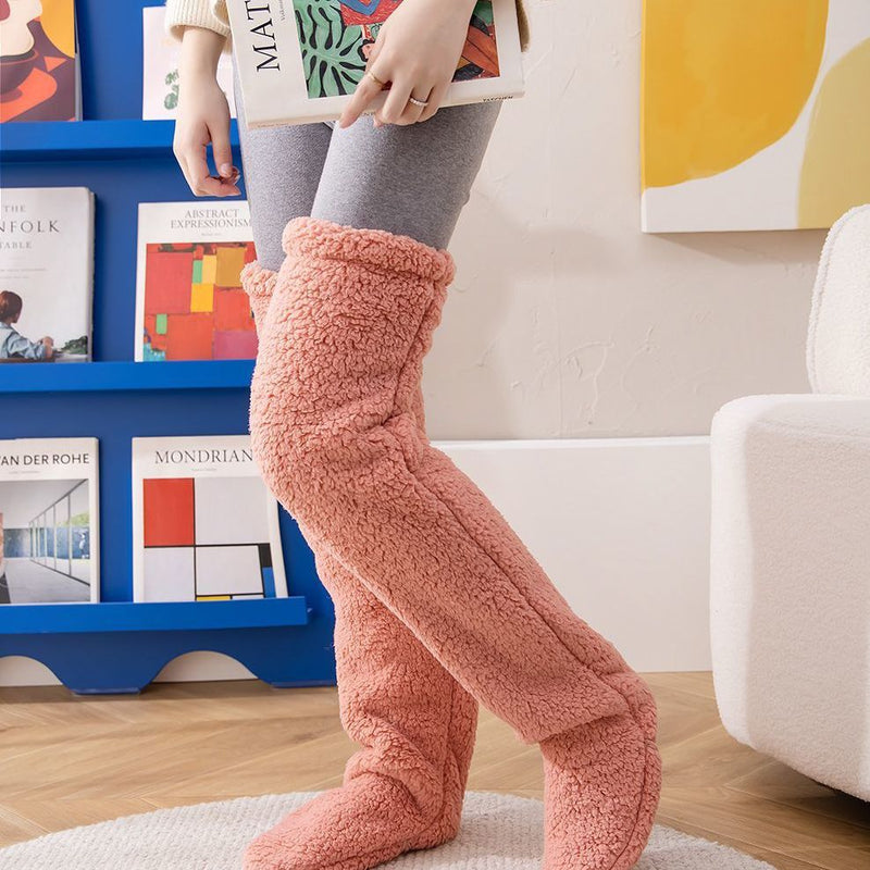 Over Knee High Fuzzy Long Socks Winter Warm Cold Leg Knee Joint Cold-proof Stockings