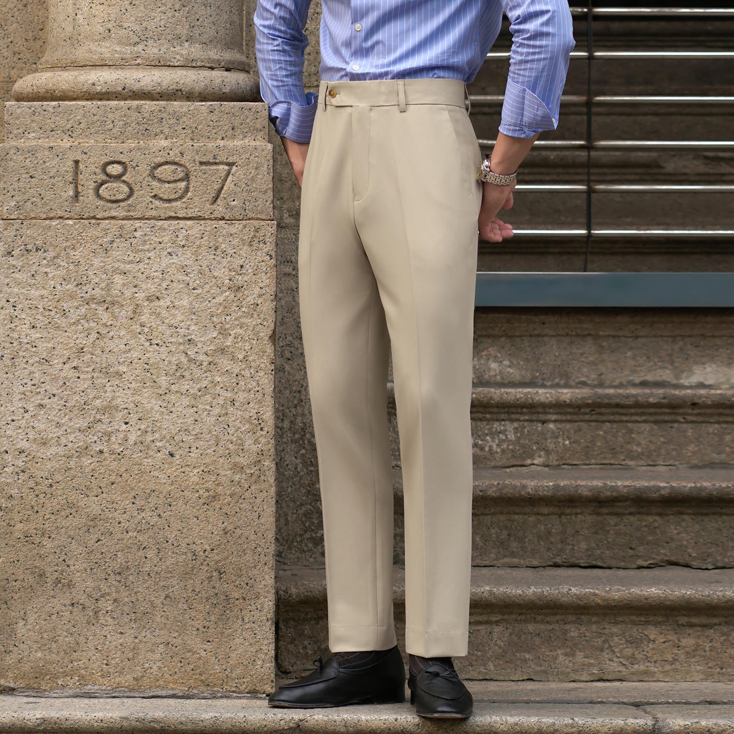 Business Straight Fit Pleated Trousers