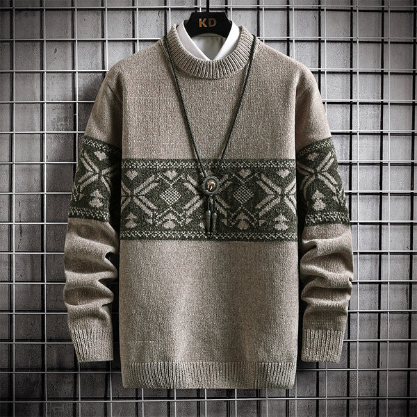 Semi High Collar Chenille Men's Warm Sweater