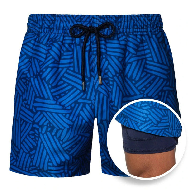 Men's Printed Beach Shorts Double Layer Shorts Summer