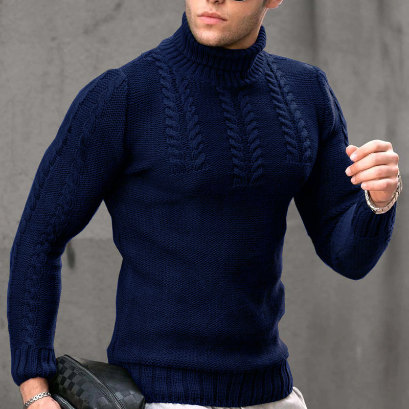 Men's Turtleneck Twisted Long-sleeved Thermal Sweater