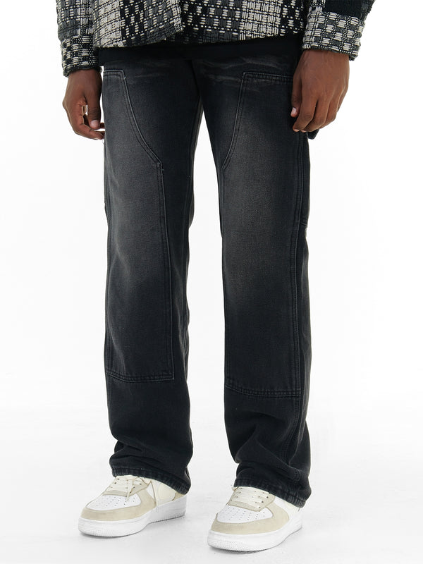 Gradient Washed Straight Leg Pants American High Street jeans Men