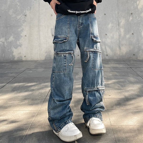 High Street Zip-up Cargo Jeans