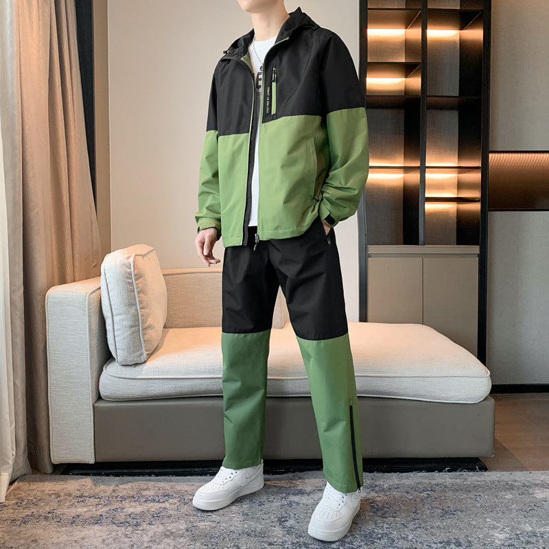 Men's Spring And Autumn Hooded Suit With Casual Sports Suit Jacket