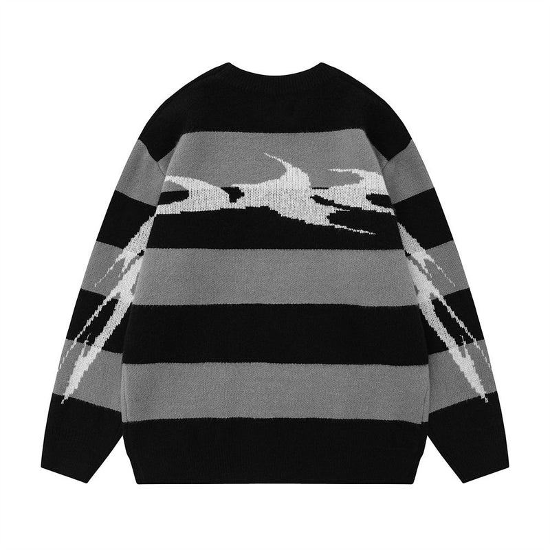 Contrast Color Striped Loose Sweater Men