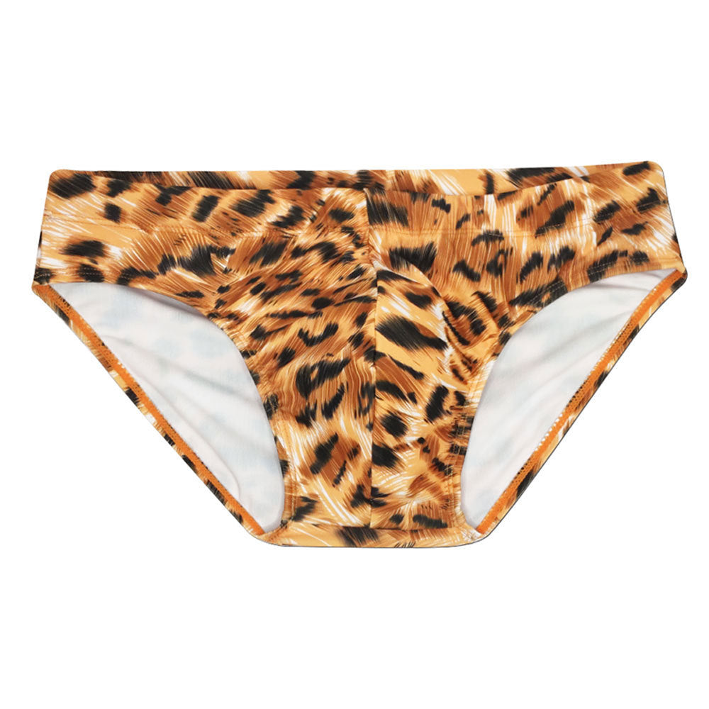 Tiger Pattern Men's Low Waist Swim Briefs