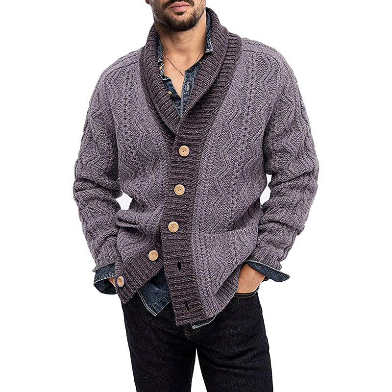 Pull en tricot à revers européen et américain pour hommes