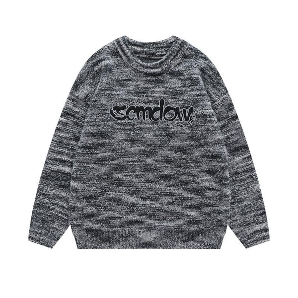 Letter Embroidery Crew Neck Sweater