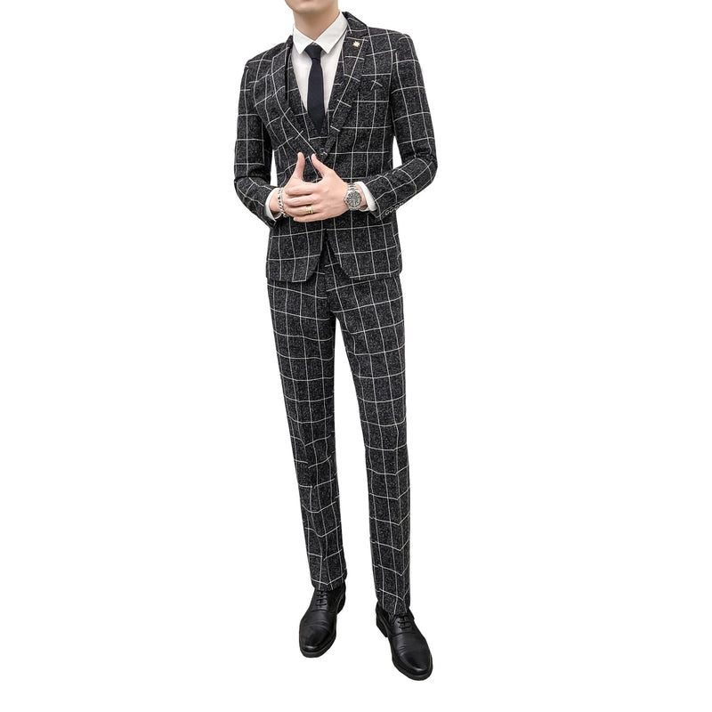 Men's Plaid Suit Three-piece Suit for men