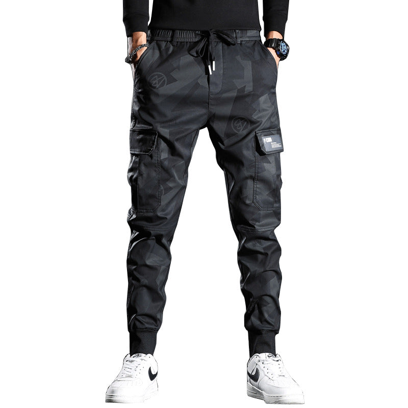 Camouflage Casual Slim-fit Elastic Waist Bungee pants