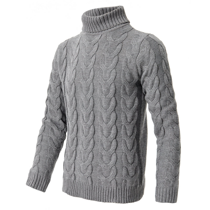 Men's Solid Color Turtleneck Sweater Leisure Pullover Knitwear