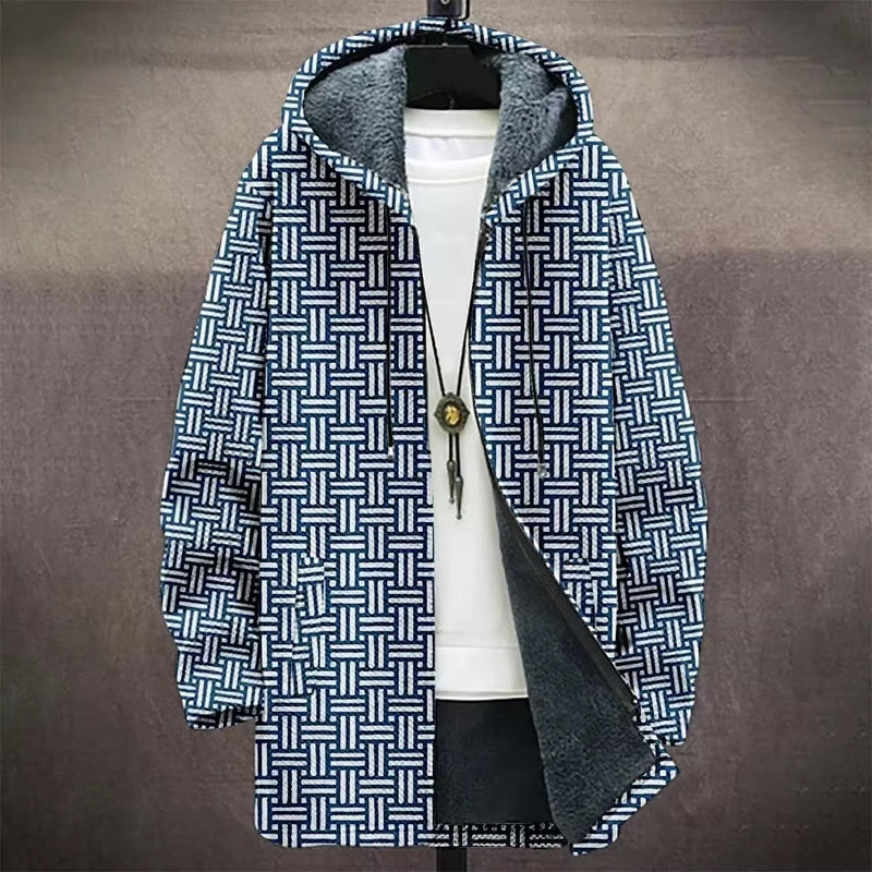 Digital Printed Cardigan Men's Mid-length Trench Coat