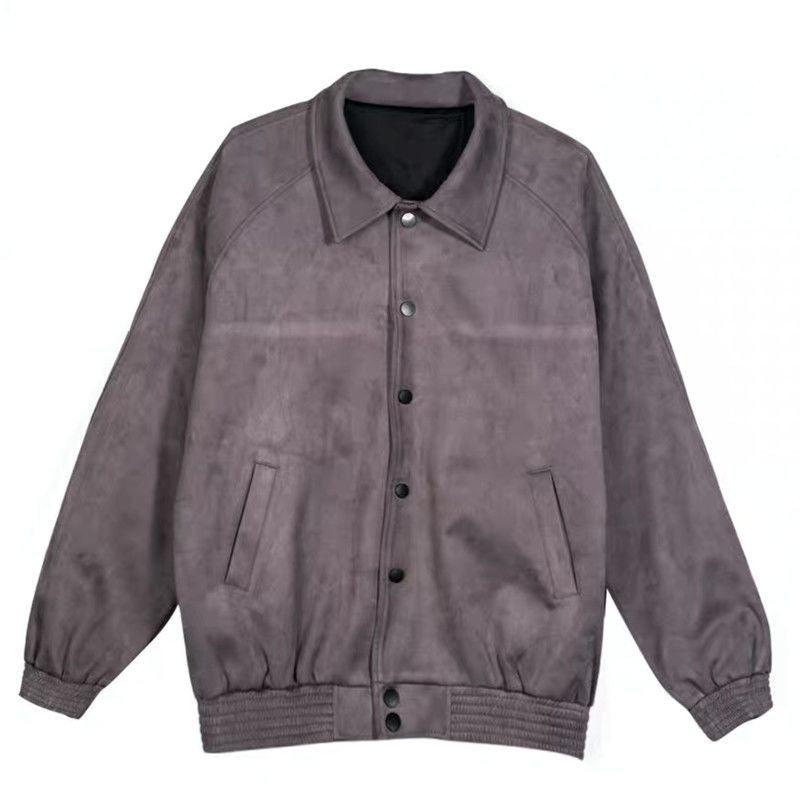 Suede Button Down Baseball jacket