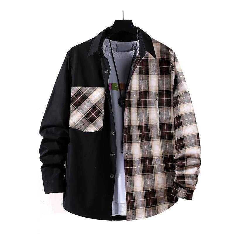 Spring Style Color-contrast Checks Long Sleeve Shirt