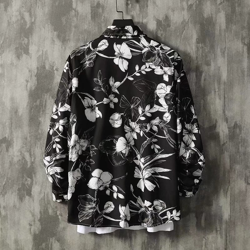 Ruffian Handsome Long-sleeved Floral Shirt Men