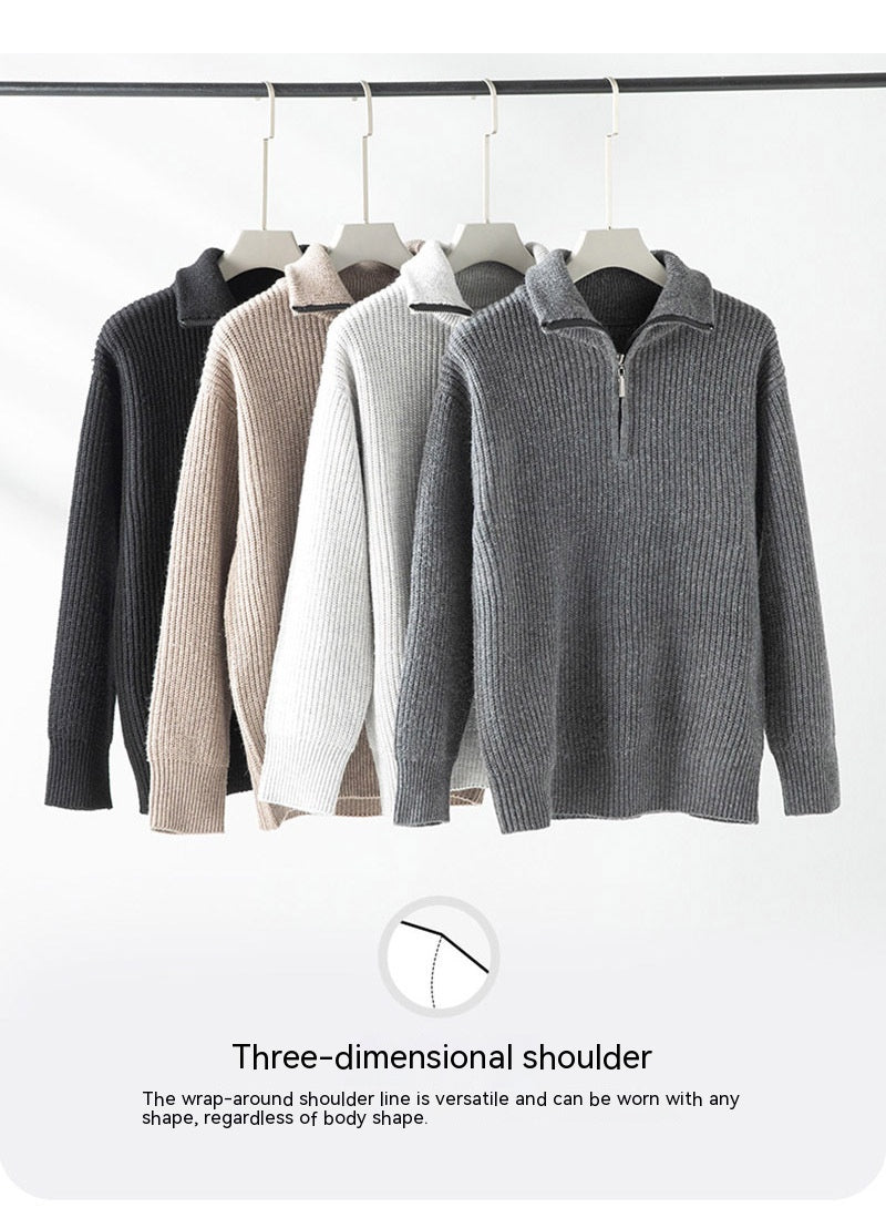 Maglione pullover a righe verticali svasate a metà cardigan