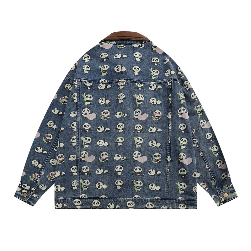 Cartoon Lesser Panda Printed Denim jacket