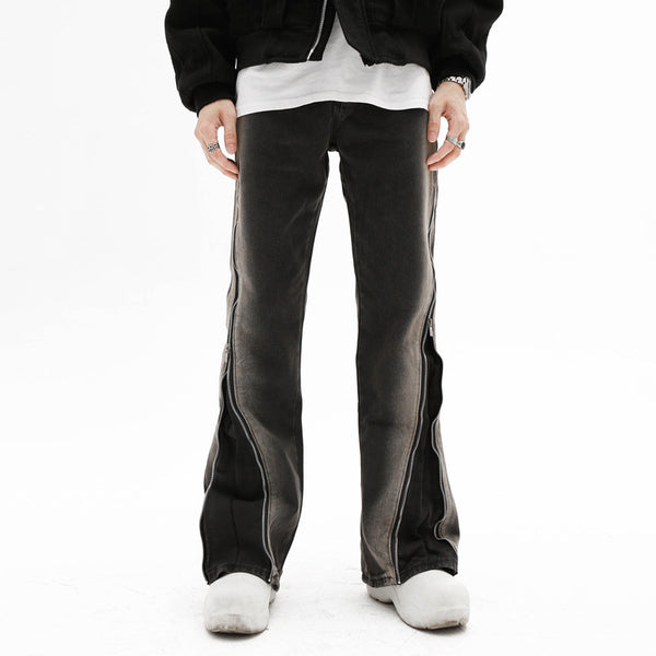 Zipper Straight-leg Trousers Men