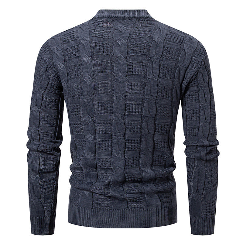 Pull en maille torsadée à col rond pour homme