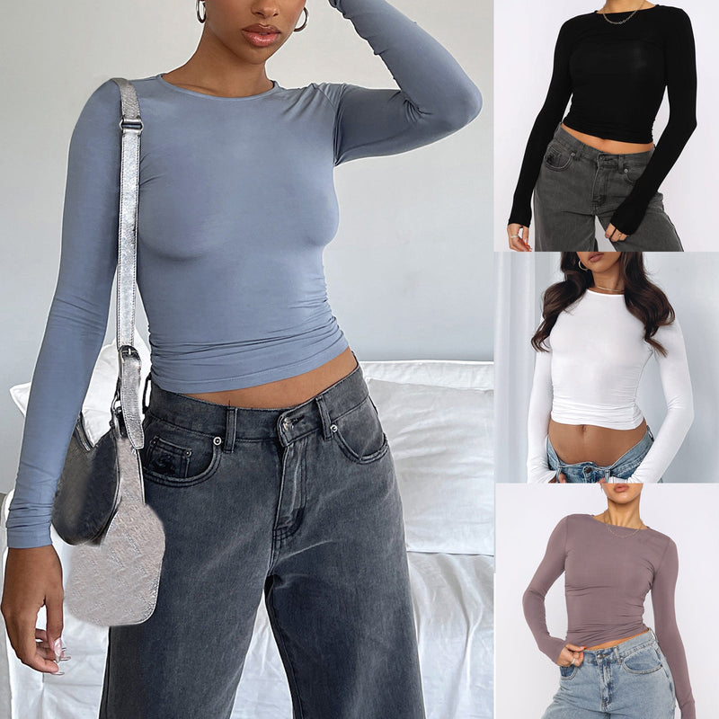 Women's Slim Long-sleeved Pullovers Tops