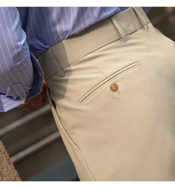 Pantalones de cintura alta retro informales blancos delgados para hombre